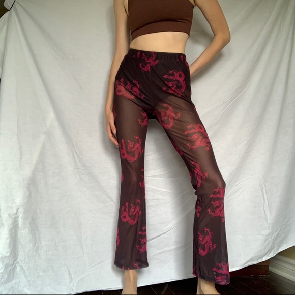 Dragon Printed Mesh Pants w Built in Undershorts - Picture 1 of 8
